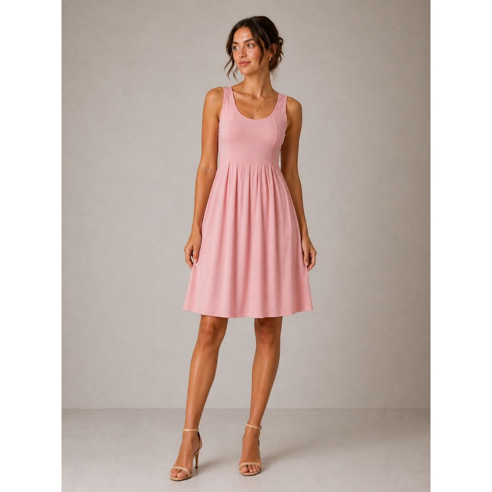 Jouica Pink Sleeveless Midi Dress Medium NWT Fit Flare Casual Summer Dress